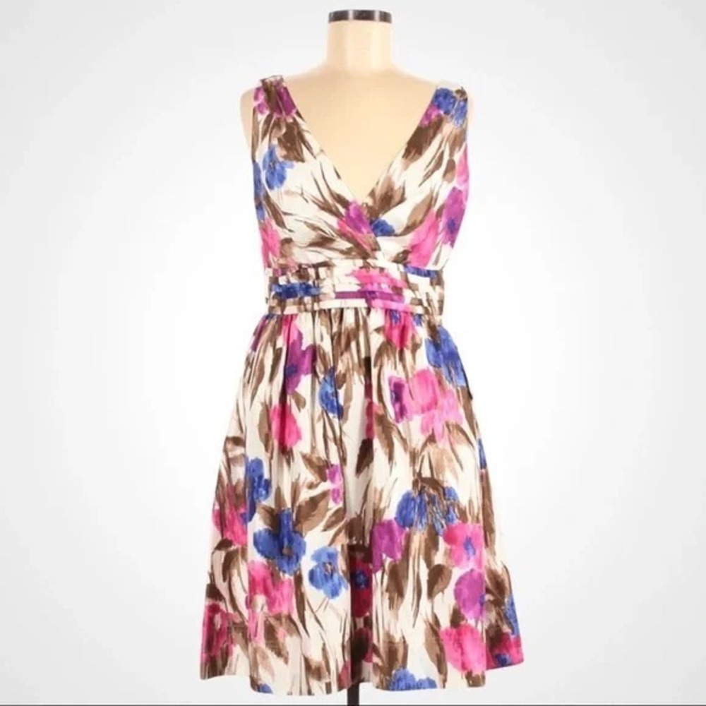 Eliza J New York Floral Print Sleeveless V Neck Fit Flare Dress‎